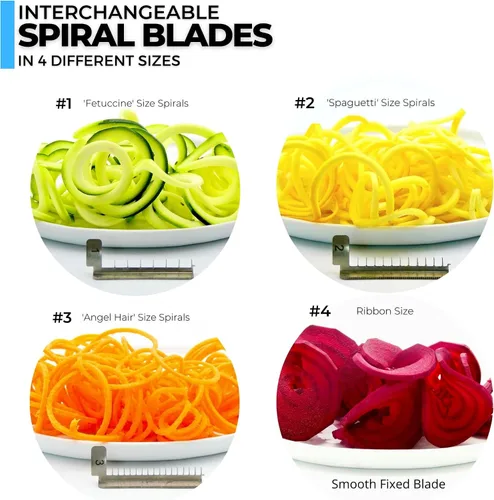 Vista 3 de Impeccable Culinary Objects (ICO) Spiralizer vegetal de metal de 2 hojas, negro., Negro