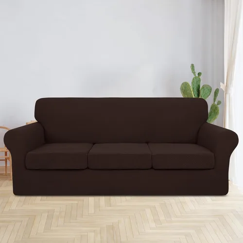 Vista 2 de JIVINER Fundas de Sofá de 4 Piezas para Sofá de 3 Cojines Funda Elástica de Sofá con 3 Fundas de Cojines de Asiento Funda de Sofá Gruesa Ajustada