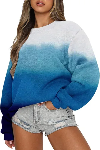 Vista 27 de midelxp Sudaderas de gran tamaño con cuello redondo para mujer, forro polar suave, manga larga, casual, cómodas, lindas sudaderas con capucha