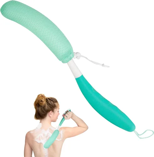 Vista 20 de Cepillo de ducha de mango largo de 15.35 pulgadas para el cuerpo, cepillo de espalda para ducha para hombres y mujeres, esponja de baño de mango