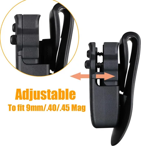 Vista 3 de Porta revistas doble, 0.354 in 0.394 in .40 .45 bolsa de revista de pila simple y doble, funda universal para revistas para Glock/Sig