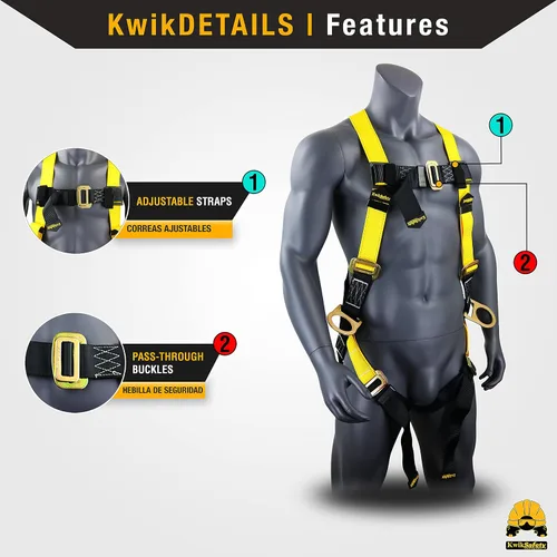 Vista 2 de KwikSafety - Fall Protection Safety Harness - Construction & Roofing Fall Arrest Safety Harnesses - ANSI OSHA Compliant