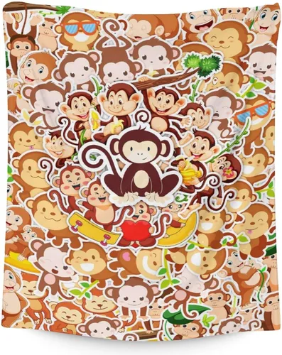 Vista 15 de Manta de mono para niñas pequeñas, tamaño de regazo de 30 x 40 pulgadas, manta de felpa suave y peluda para regalo, manta negra linda para cama, sofá