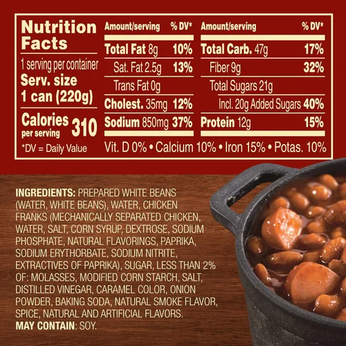 Vista 2 de Van Camp's Beanee Weenee al horno, alimentos enlatados, 7.75 oz