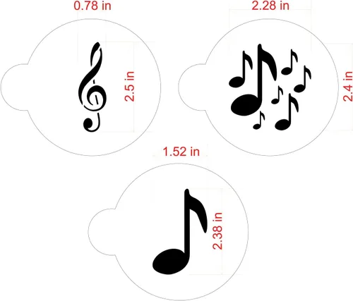 Vista 5 de Designer Stencils Musical Cookies Stencil, Beige/Semi-Transparent