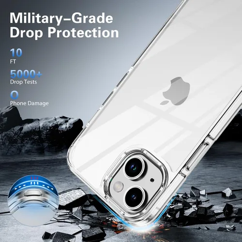 Vista 8 de Funda transparente para iPhone 13 con protector de pantalla y protector de lente Protección de grado militar 3 en 1, compatible con iPhone 13