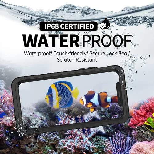 Vista 7 de BEASTEK Funda impermeable para iPhone 12, serie FSN IP68 magnética a prueba de golpes con protector de pantalla integrado y funda protectora Negro