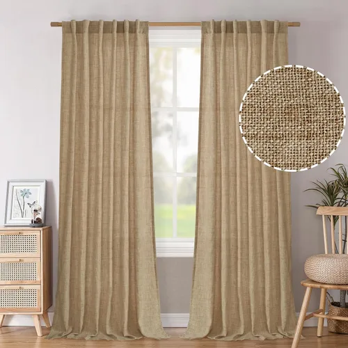 Vista 37 de BGment Cortinas cortas de lino marfil de 36 pulgadas de largo para ventanas de cocina, pequeñas cortinas texturizadas rústicas para café sobre