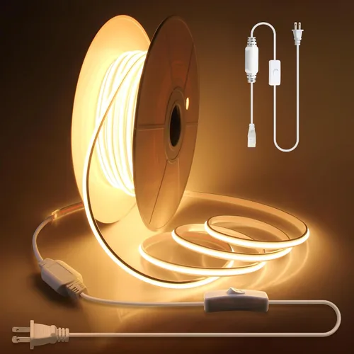 Vista 10 de Aclorol Tiras de Luces LED COB AC de 110V Enchufables 16.4 Pies 288led/M Alta Densidad Flexibles Cuerda de Luces LED COB Impermeable para Decoración