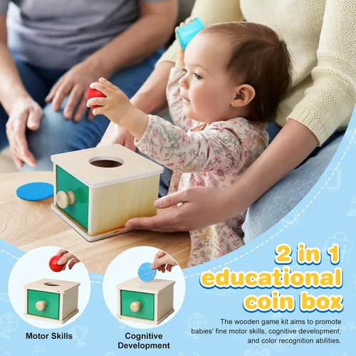 Vista 4 de Dulsaera Juguetes Montessori para niños de 1 año, 6 en 1, juguetes educativos para bebés de 6 a 12 meses, juguetes educativos para niños de 1 año