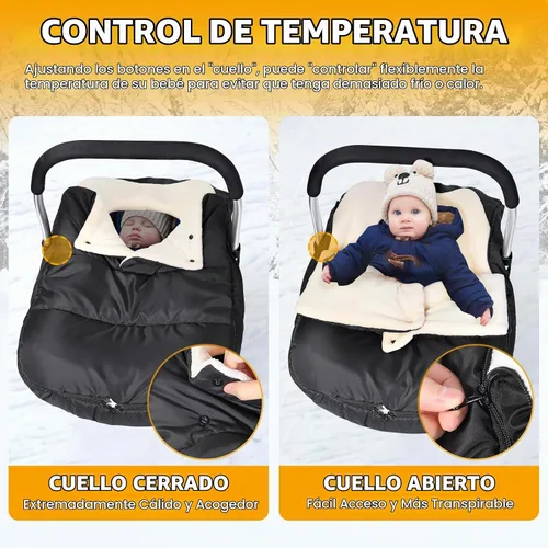Vista 2 de Orzbow Winter Carseat Cover for Baby, Cozy Fleece, Universal Fit, Black Negro