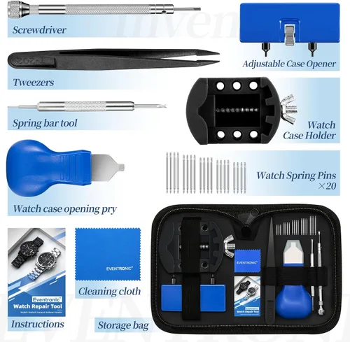 Vista 7 de Eventronic Kit de herramientas de repuesto de batería de reloj, herramienta de extracción de espalda de reloj, herramienta de abridor de caja