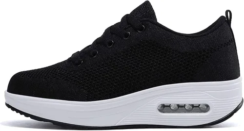 Vista 2 de Hsyooes Zapatos de tenis con cuña para mujer, zapatos deportivos para caminar, tenis ligeros con amortiguación de aire, zapatos de fitness