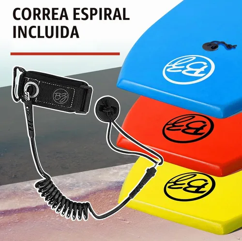 Vista 6 de BZ Batfly Channel 41.5" Body Board con correa en espiral (elige azul, amarillo o rojo)