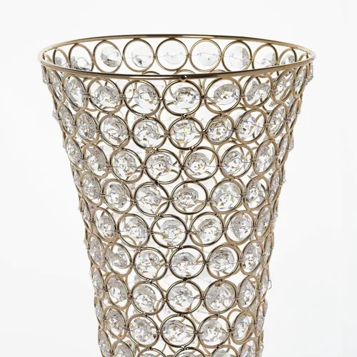 Vista 6 de Efavormart - Juego de 2 jarrones de trompeta con cuentas doradas de cristal para mesa de boda, 23 pulgadas de alto