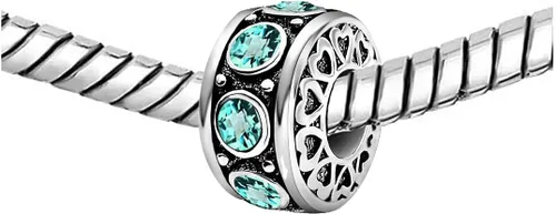 Vista 2 de KunBead - Dijes de corazón con piedra de nacimiento de enero a diciembre para cumpleaños, compatibles con pulsera Pandora para mamá, hija, abuela