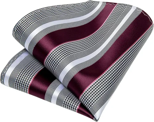Vista 6 de DiBanGu Juego de gemelos cuadrados con lazo de seda para hombre diseño de rayas diseño formal para negocios graduación boda 59