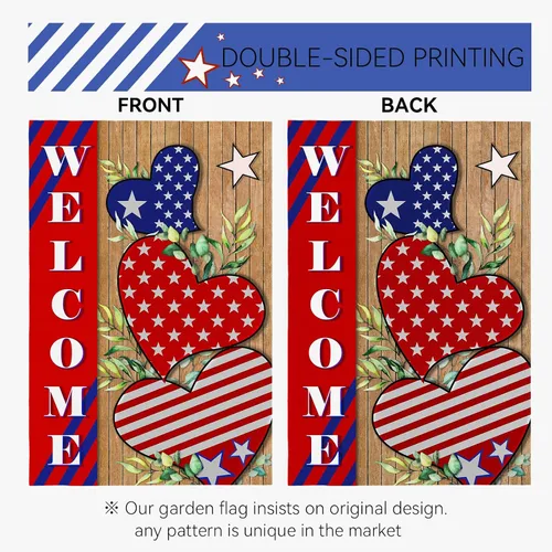 Vista 5 de Bandera patriótica de jardín del 4 de julio para exteriores, banderas de jardín de independencia americana, 12 x 18 pulgadas, decoración