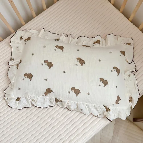 Vista 29 de BuLuTu Funda de almohada de muselina de algodón para niños pequeños con bonito patrón de flores de azalea, súper suave, funda de almohada para cuna