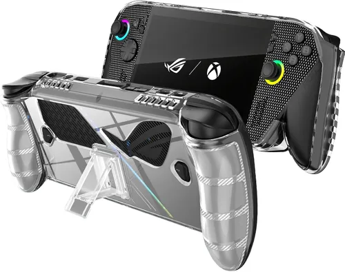 Vista 10 de Funda protectora con función atril para Rog Ally X/Rog Ally 2025 - Funda de TPU a prueba de golpes con soporte, antideslizante y anticolisión