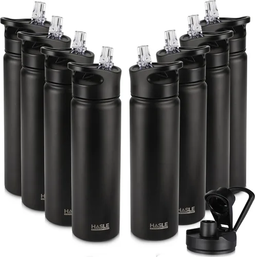 Vista 36 de HASLE OUTFITTERS Botella de agua aislada de 22 onzas, botella de agua de acero inoxidable de doble pared de boca ancha con tapa de popote y tapa