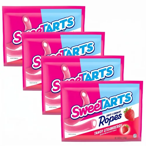 Vista 14 de SweeTARTS Soft & Chewy Ropes Candy, sabor a fresa picante, bolsa de 9 onzas