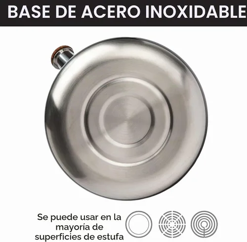 Vista 5 de Tetera silbante Primula Avalon, con boquilla silbante, con tapa de boquilla segura Acabado gris y madera