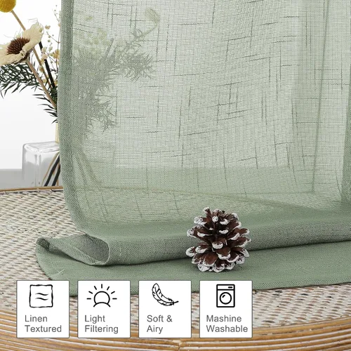 Vista 4 de Aiyufeng Niveles transparentes de lino verde 45 pulgadas