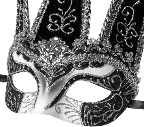 Vista 2 de Jester Joker - Máscara veneciana de media cara para fiesta de máscaras con campanas