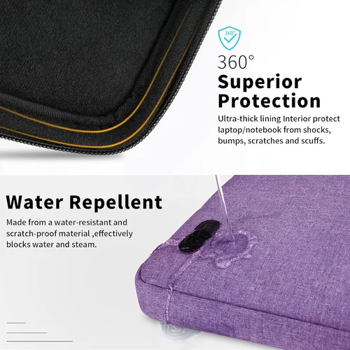 Vista 2 de Funda para portátil de 13.3-14 pulgadas, impermeable, duradera, 360°, funda de transporte con asa portátil, maletín de negocios compatible