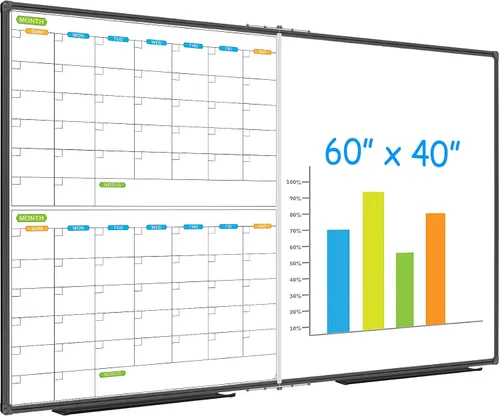 Vista 11 de JILoffice Calendario magnético con combinación de pizarra blanca y tablero de corchos de anuncios, tablero combinado de 24 x 18 pulgadas, marco