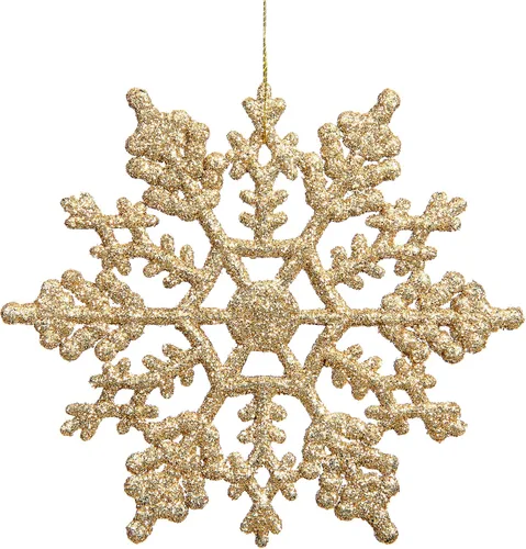 Vista 7 de Copo de nieve con purpurina, de plástico Vickerman, 4 pulgadas, caja Pet de 24
