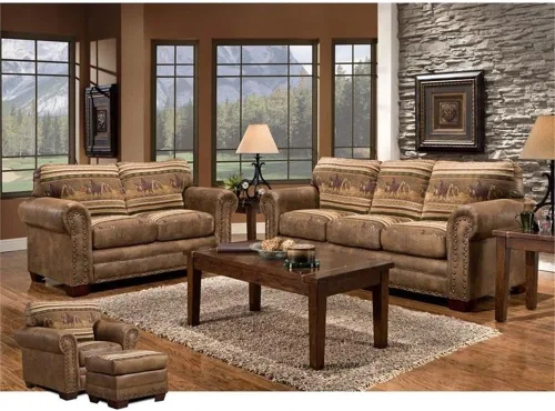 Vista 7 de American Furniture Classics Sofá biplaza de microfibra Wild Horses en marrón