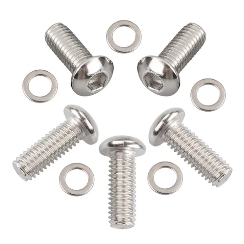 Vista 4 de 5 piezas de acero inoxidable Derby cubierta botón cabeza tornillo kit para Harley Touring Street Electra Glide Road King