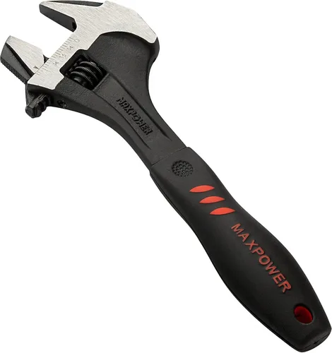 Vista 6 de MAXPOWER Juego de 2 llaves ajustables, llave móvil profesional con mango de inmersión doble, forjada con acabado cromado, métrica/SAE, incluye 6