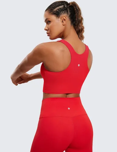 Vista 2 de CRZ YOGA Butterluxe - Brasier deportivo de cuello alto y espalda cruzada para mujer, camiseta corta acolchada para entrenamiento con brasier
