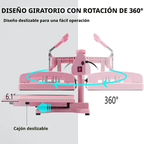 Vista 5 de Leomru Máquina de Prensa de Calor 8 en 1 de 15x15 Pulgadas, Máquina de Prensa de Calor para Camisetas Sombrero Gorra Taza Placa 360° Swing Away