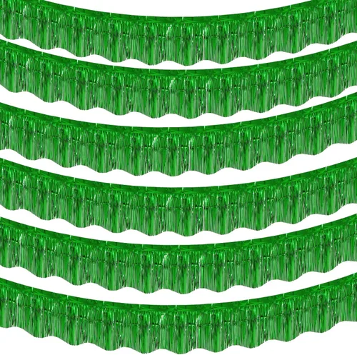 Vista 18 de LOLStar Paquete de 6 guirnaldas de flecos de papel de aluminio de oropel negro, decoraciones de fiesta de cumpleaños, pancarta de serpentinas