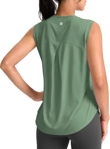 Vista 15 de SANTINY Camiseta sin mangas de entrenamiento para mujer, camiseta atlética Negro