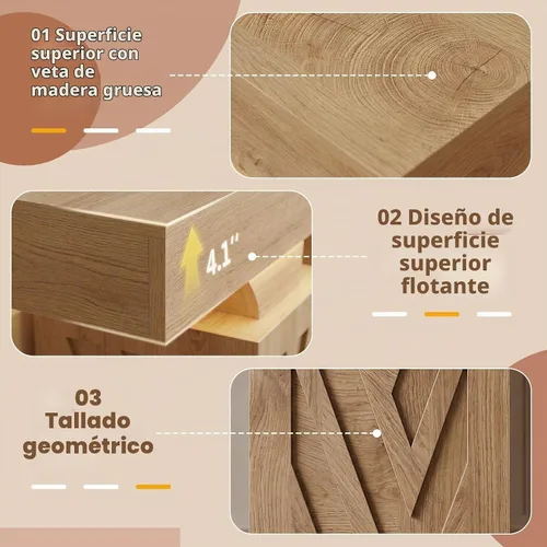 Vista 3 de Mesa consola de 63 pulgadas con luces LED RGB y estación de carga
