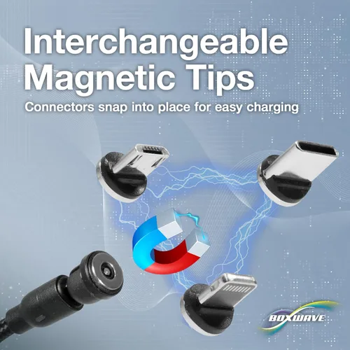 Vista 2 de BoxWave Cable compatible con Samsung Galaxy S22 Ultra 5G - MagnetoSnap AllCharge, cable de carga magnético USB tipo C Micro USB para Samsung Galaxy