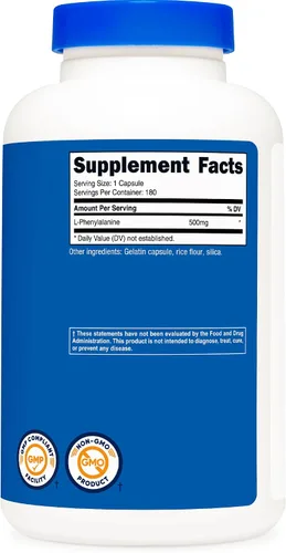 Vista 5 de Nutricost L-fenilalanina (500 mg) 180 cápsulas