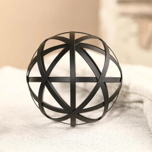 Vista 4 de Esfera decorativa de metal negro de 6.2 pulgadas, centro de mesa de centro de decoración del hogar y acento de mesa auxiliar
