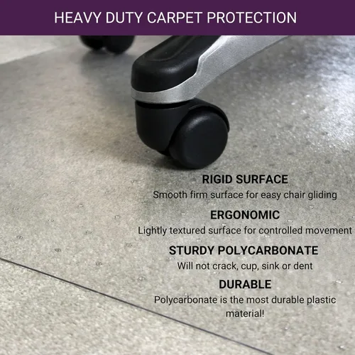 Vista 3 de Marvelux Tapete para silla de oficina de policarbonato resistente de 47 x 53 pulgadas con borde para alfombras, protector de alfombra transparente