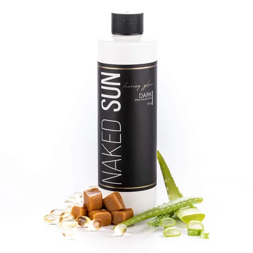 Vista 2 de Naked Sun Honey Glow - Solución bronceadora en aerosol de bronce oscuro, 8 onzas con aerógrafo sin sol
