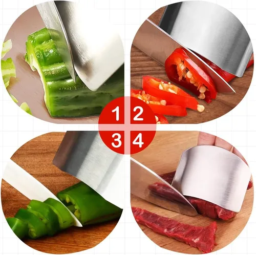 Vista 5 de Protector de dedos de acero inoxidable, protector de dedos mejorado 2025 para cortar alimentos, herramienta segura para cortar, cortar en cubitos
