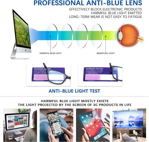 Vista 6 de 3 Pack Progressive Multifocus Reading Glasses Blue Light Blocking Multifocal Readers for Women Men with Spring Hinge