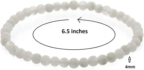 Vista 2 de Pulsera elástica de piedra lunar redonda brillante de 0.157in en varias longitudes (6.5, 7, 7.5, 8 pulgadas)