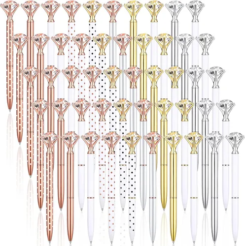 Vista 9 de Leinuosen 50 bolígrafos de diamante con diseño de cristal, tinta negra, bolígrafos unisex, perfectos para despedida de soltera, oficina, escuela