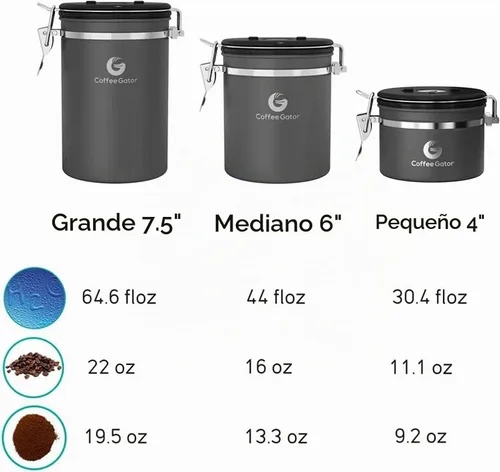 Vista 8 de Coffee Gator - Recipiente para café de acero inoxidable hermético de 11 oz, contenedor de almacenamiento de alimentos para cocina con rastreador